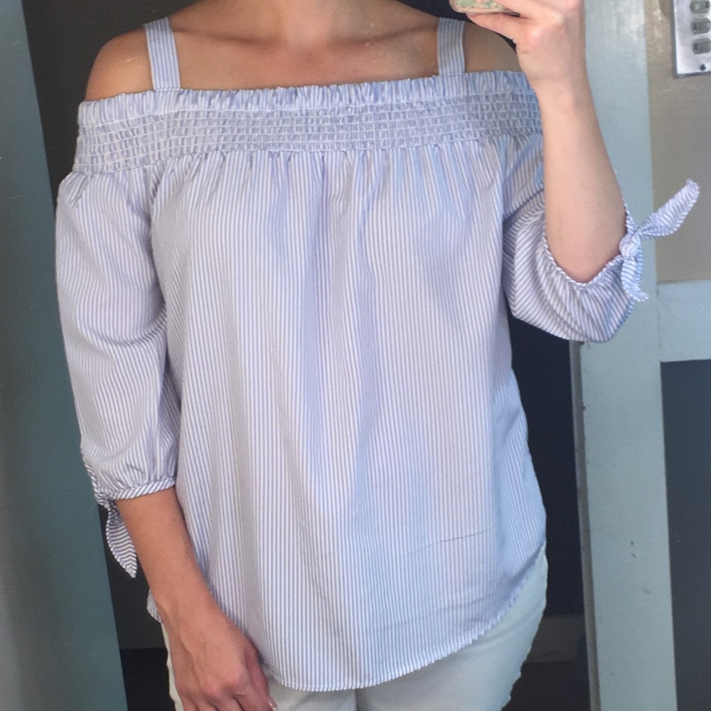 Striped off the shoulder top